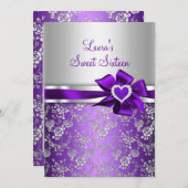 Sweet 16 Lila Ankündigungen von Bow & Rose (Vorne/Hinten)