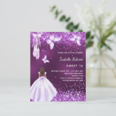 Sweet 16 lila Ballerina Einladung (Stehend Vorderseite)