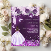 Sweet 16 lila Ballerina-Kleiderflorale Einladung Flyer