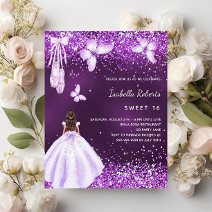 Sweet 16 lila Ballerina Kleidung Einladung Flyer