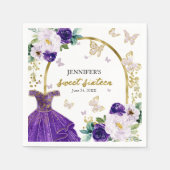 Sweet 16 Lila Blumenkleid Schmetterling Napkins Serviette (Vorderseite)