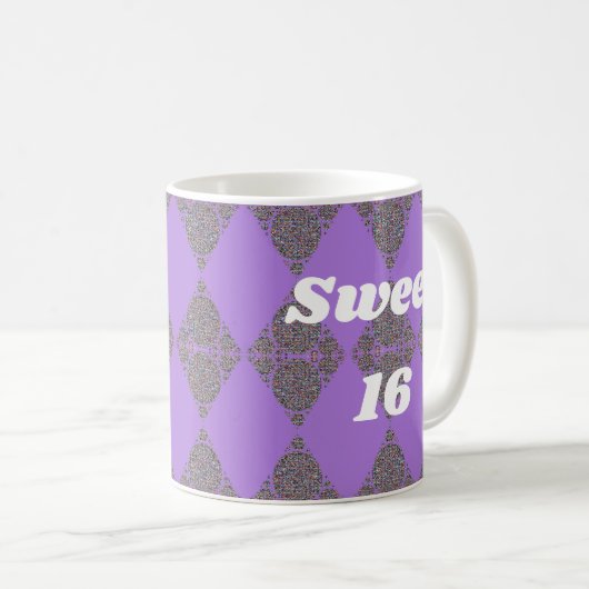 Sweet 16 Lila Diamond Pattern Celebration Kaffeetasse (VorderseiteRechts)