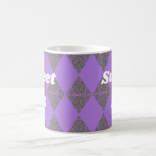 Sweet 16 Lila Diamond Pattern Celebration Kaffeetasse (Mittel)