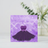 Sweet 16 Lila Dress Silver Glitzer Geburtstag Einladung (Stehend Vorderseite)