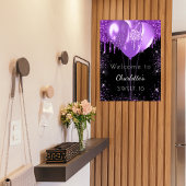 Sweet 16 lila Glitzer in Schwarz - Begrüßungsballo Poster