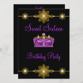 Sweet 16 Lila Gold Black Princess Event Einladung (Vorne/Hinten)