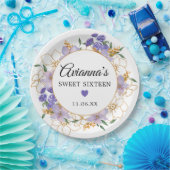 Sweet 16 Lila Gold Floral Party Pappteller (Party)