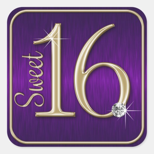 Sweet 16 Lila/Gold Metallic Look Stickers (Vorderseite)