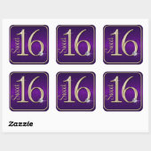 Sweet 16 Lila/Gold Metallic Look Stickers (Blatt)