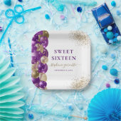 Sweet 16 Lila Gold Sparkle Ballon Pappteller (Party)