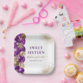 Sweet 16 Lila Gold Sparkle Ballon Pappteller (Party)