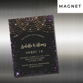 Sweet 16 lila Goldgold Glitzer glamourös Magneteinladung