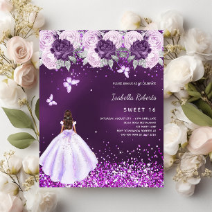 Sweet 16 lila Kleidung Rosa Florale Einladung