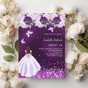 Sweet 16 lila Kleidung Rosa Florale Einladung