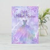 Sweet 16 Lila Lilac Silver Pearl Gown Einladung (Stehend Vorderseite)