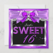 Sweet 16 Lila Magenta Glitzer Glam Birthday Einladung (Vorderseite)