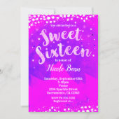 Sweet 16 Lila & Pink Girly Trendy Modernes Party Einladung (Vorderseite)