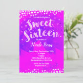 Sweet 16 Lila & Pink Girly Trendy Modernes Party Einladung (Stehend Vorderseite)