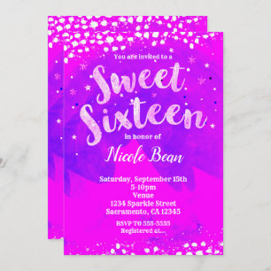 Sweet 16 Lila & Pink Girly Trendy Modernes Party Einladung