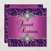 Sweet 16 Lila Pink Silver White Black Diamond Einladung (Vorne/Hinten)