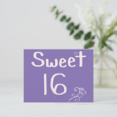 Sweet 16 Lila Postkarte (Stehend Vorderseite)