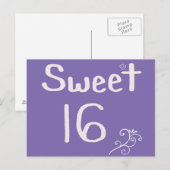 Sweet 16 Lila Postkarte (Vorne/Hinten)