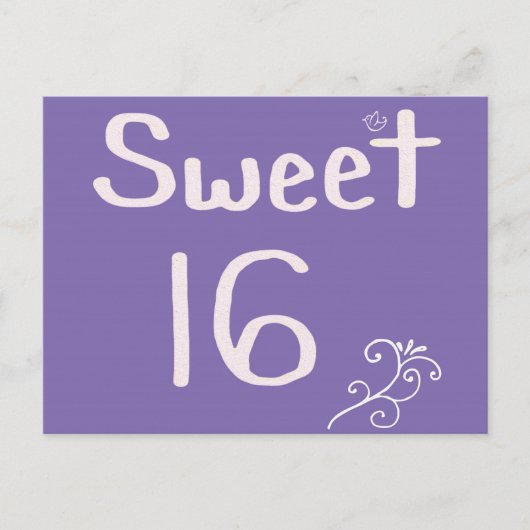 Sweet 16 Lila Postkarte (Vorderseite)