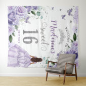 Sweet 16 Lila Rose BlumenPrinzessin Willkommen Wandteppich (Beispiel (Horizontal))