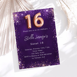 Sweet 16 lila Rose Gold Luxus Einladung