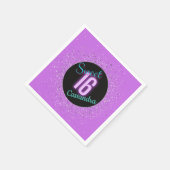 Sweet 16 Lila Silberbrillanz Personalisiert Serviette (Ecke)