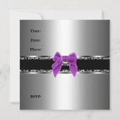 Sweet 16 Lila Silver Black Zebra Leopard Einladung (Rückseite)