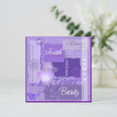 SWEET 16 LILA Vintage Bio Einladung (Stehend Vorderseite)