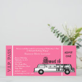 Sweet 16 Limo Party Pass Einladung (Stehend Vorderseite)