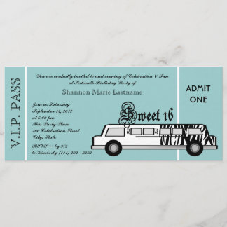 Sweet 16 Limo Party Pass Einladung