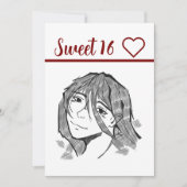 Sweet 16 lineart einladung (Vorderseite)