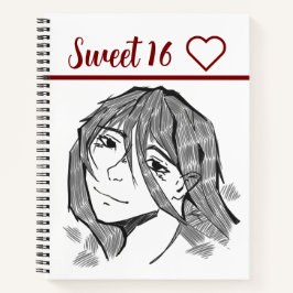 Sweet 16 lineart notizblock