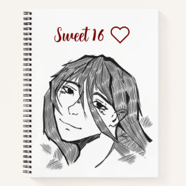 Sweet 16 lineart notizblock
