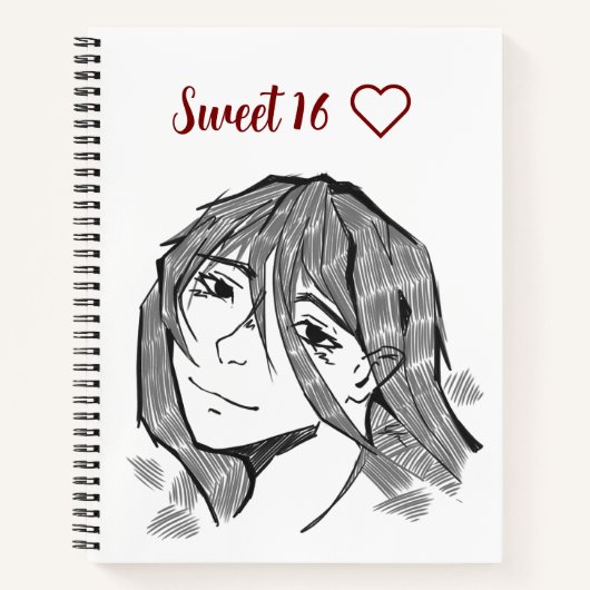 Sweet 16 lineart notizblock (Vorderseite)