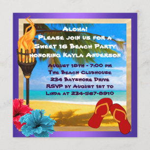 Sweet 16 Luau Beach Party Einladung