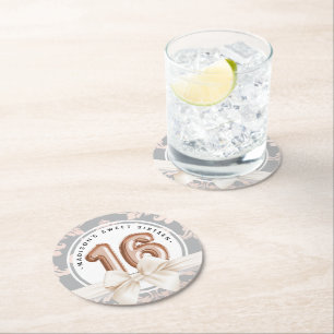 Sweet 16 Luxury Rose Gold Balloons Geburtstag Runder Pappuntersetzer