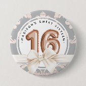 Sweet 16 Luxury Rose Gold Löwen Damaskus Button (Vorderseite)