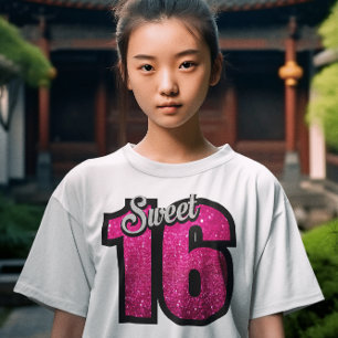 SWEET 16 MÄDCHEN GEBURTSTAG GLITZER T - Shirt
