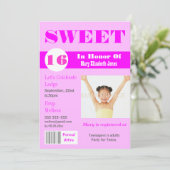 Sweet 16 Magazin Foto PERSONALIZE Einladung (Stehend Vorderseite)