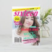 Sweet 16 Magazine Cover Geburtstag Einladung (Stehend Vorderseite)