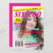 Sweet 16 Magazine Cover Geburtstag Einladung (Vorne/Hinten)