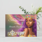 Sweet 16 Märchenhafte Lila Pink Gold Carriage Einladung (Stehend Vorderseite)