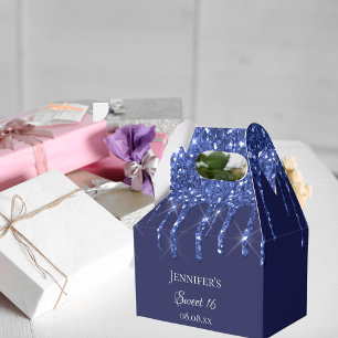 Sweet 16 Marineblau-Glitzer-Tropfen Geschenkschachtel