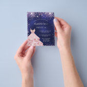 Sweet 16 marineblau rosa Kleid Einladung Flyer (Gruppe)