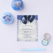 Sweet 16 Marineblau Silber Einladung Flyer (Einzeln)