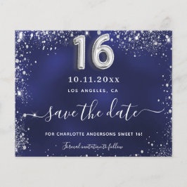 Sweet 16 Marineblau silber Glitzer rett Date Card